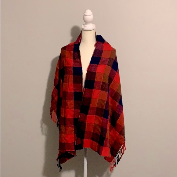 Coach red and navy Poncho / scarf / wrap - Picture 2 of 5